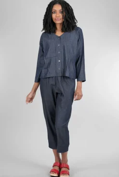 Clearance Evie Lou Jolie Denim Cropped Jacket, Blue