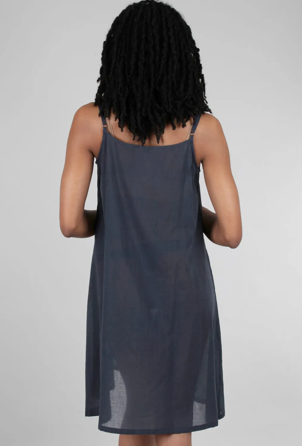 Online Evie Lou Knee-Length Cotton Slip, Navy