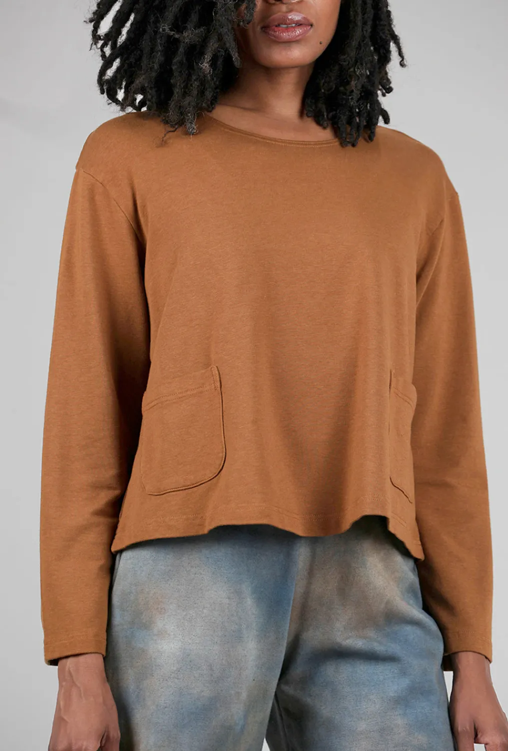 Best Sale Evie Lou Knit Boxy Shirt, Flaxseed