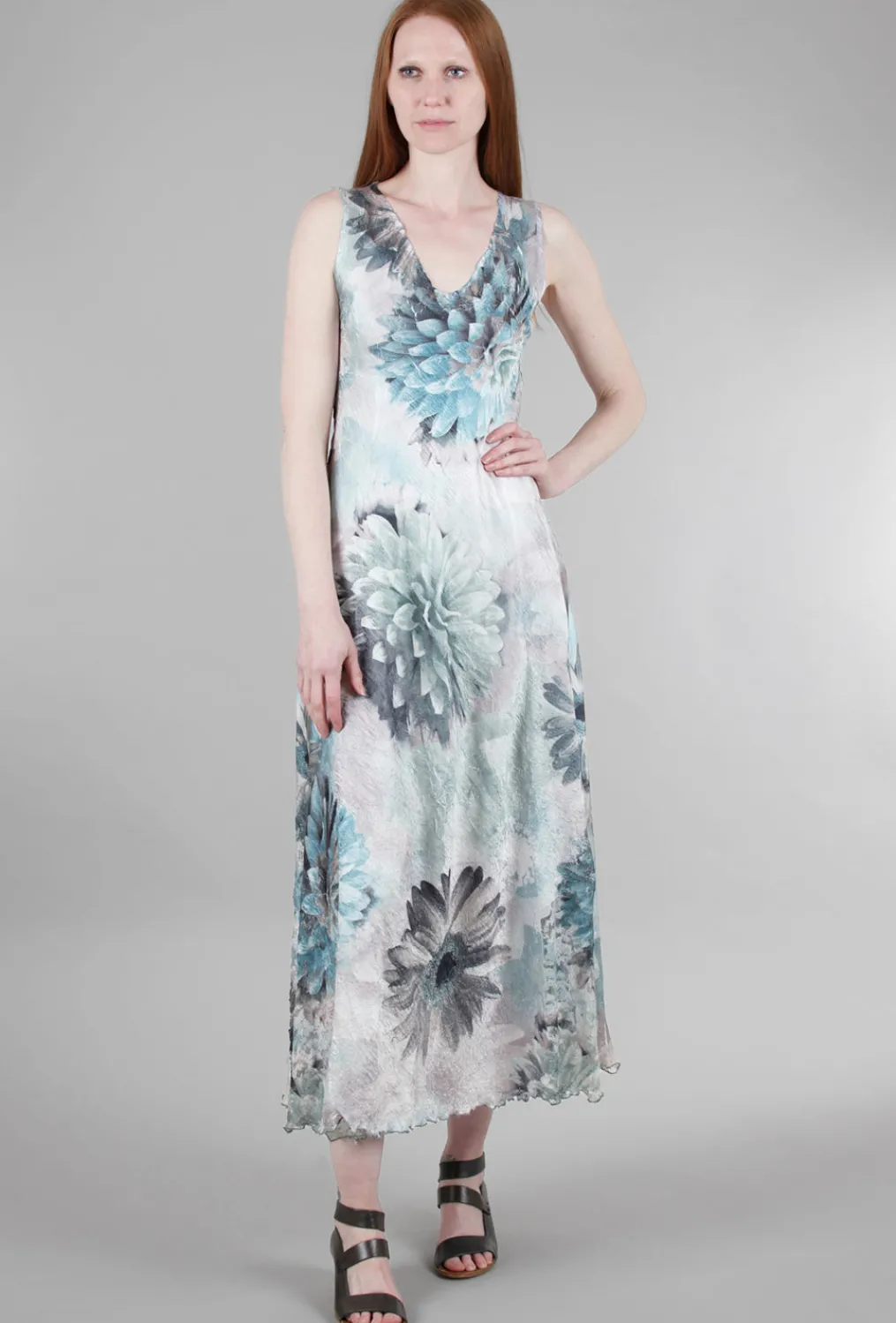 Cheap Evie Lou Laces-Back Long Dress, Aqua/Fountain Bloom