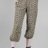 Discount Evie Lou Linen Bubble Crop Dot Pant, Hay