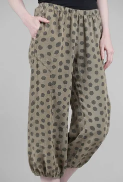 Discount Evie Lou Linen Bubble Crop Dot Pant, Hay