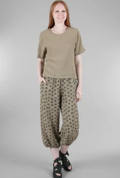 Discount Evie Lou Linen Bubble Crop Dot Pant, Hay