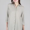 New Evie Lou Linen Combo Easy Shirt, Rye