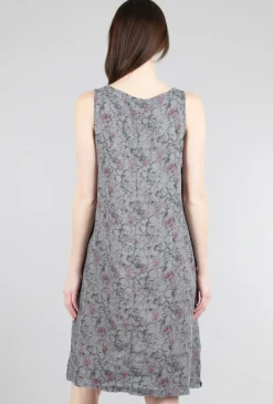 Discount Evie Lou Linen Floral Tank Dress, Cobblestone Gray