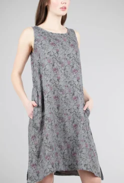 Discount Evie Lou Linen Floral Tank Dress, Cobblestone Gray