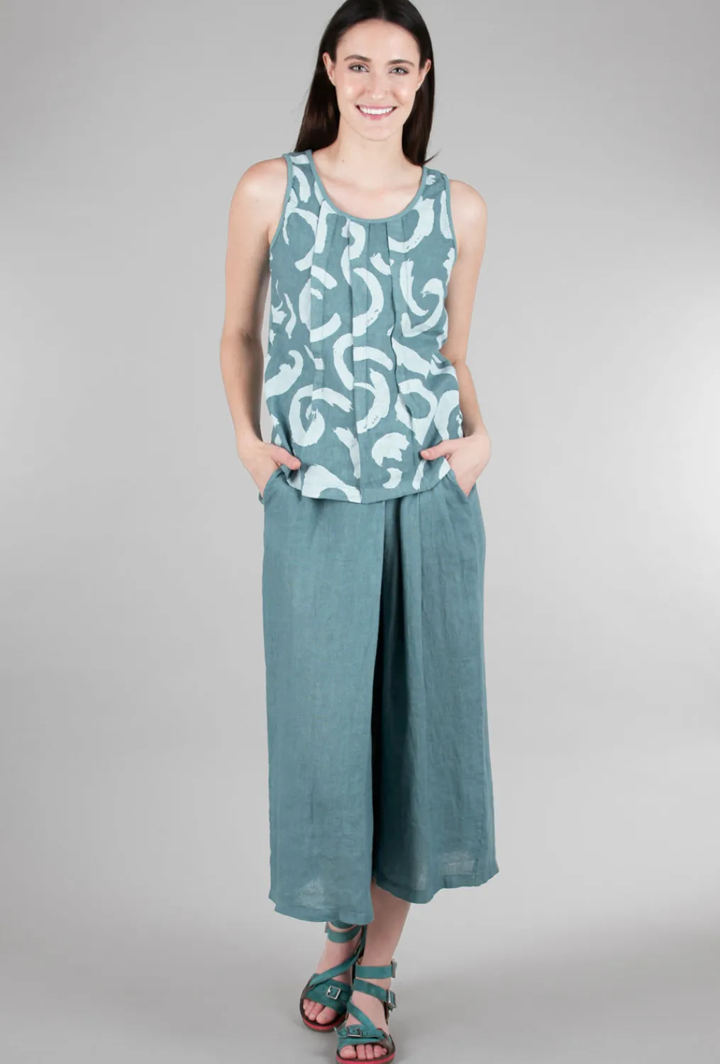 Cheap Evie Lou Linen Kathy Pant, Salvia