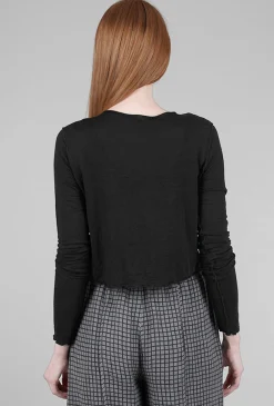 Store Evie Lou Linen Knit Cropped Cardie, Black