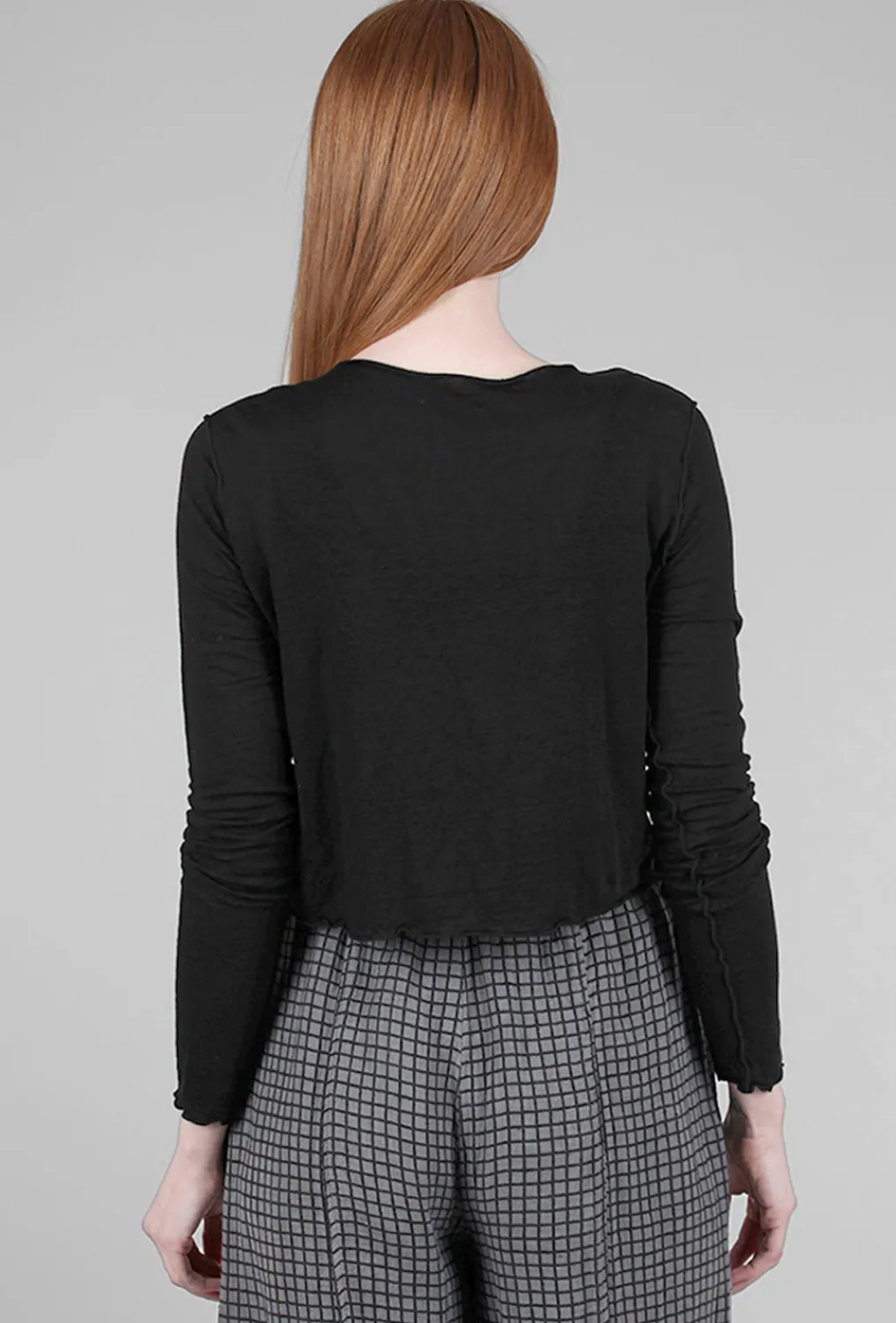Store Evie Lou Linen Knit Cropped Cardie, Black