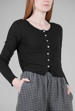 Store Evie Lou Linen Knit Cropped Cardie, Black
