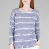 Best Sale Evie Lou Linen Knit Stripe Boatneck Tee, Royal