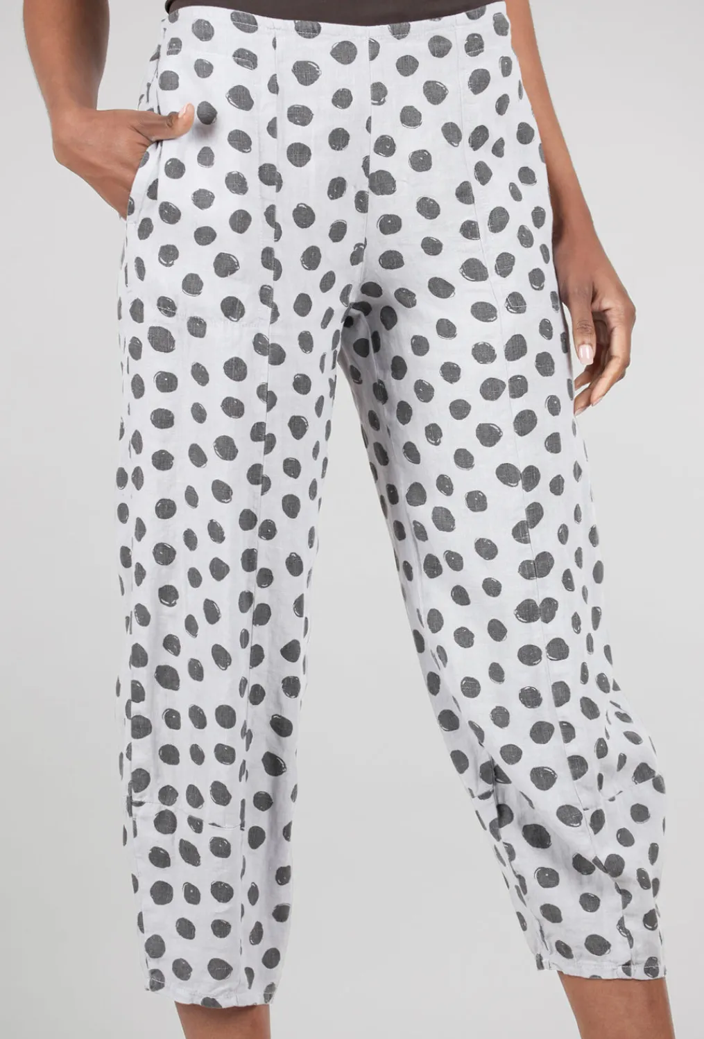 Cheap Evie Lou Linen Lantern Dot Crop Pant, Silver