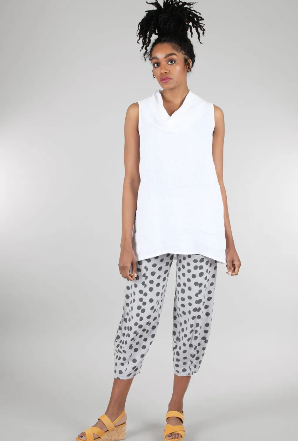 Cheap Evie Lou Linen Lantern Dot Crop Pant, Silver