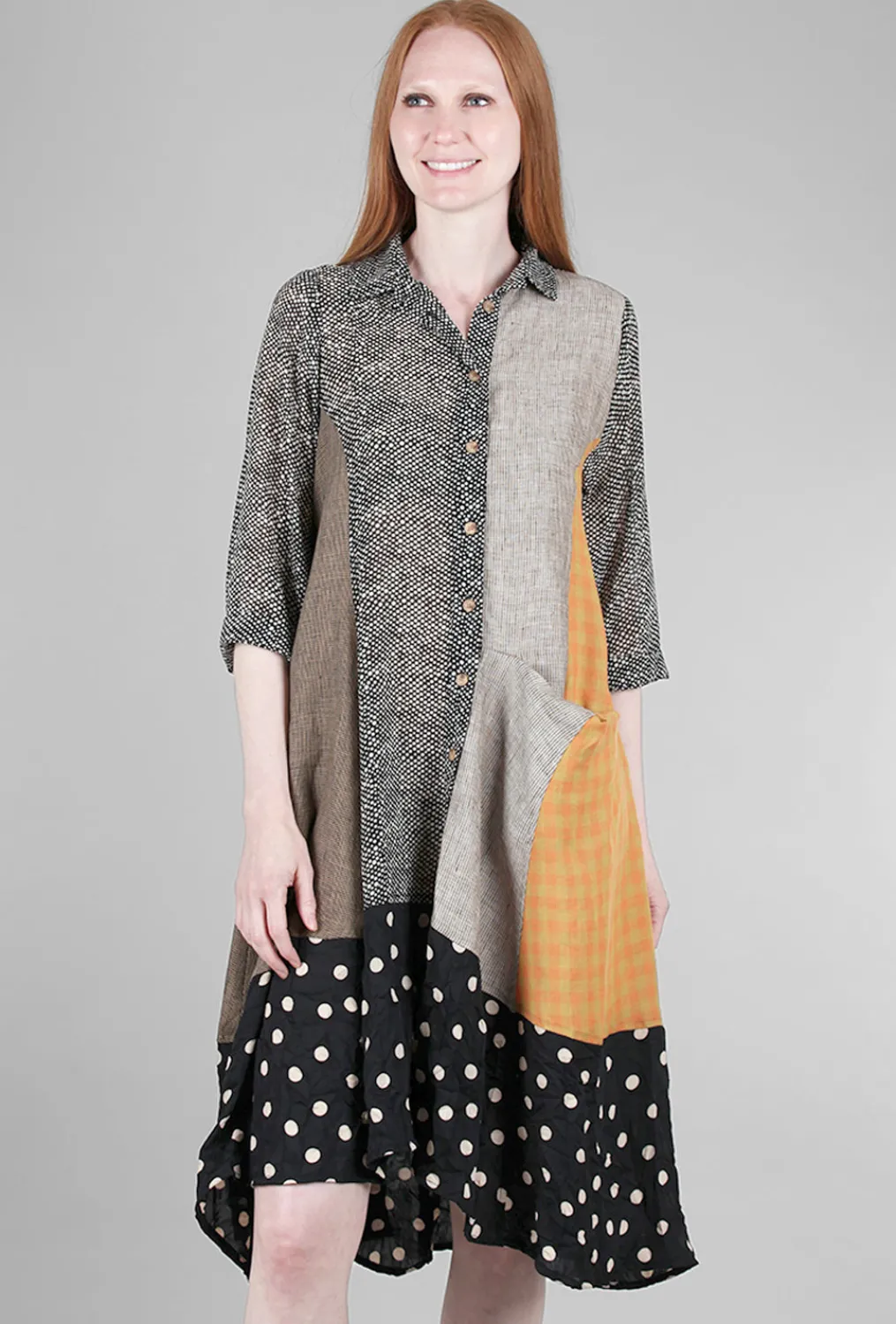 Online Evie Lou Linen Mix Shirt Dress, Rust Multi