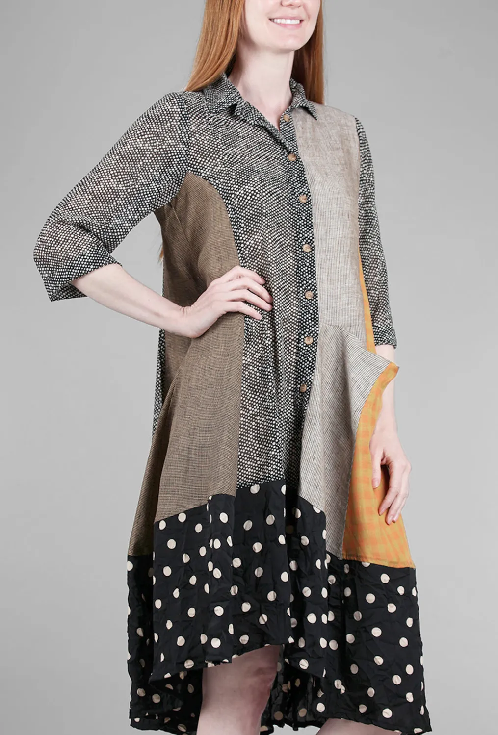 Online Evie Lou Linen Mix Shirt Dress, Rust Multi