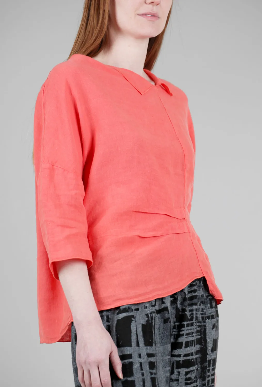 Online Evie Lou Linen Pleat Kate Top, Coral