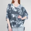 Hot Evie Lou Linen Smoosh Dye Vee Top, Gray