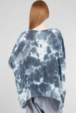 Hot Evie Lou Linen Smoosh Dye Vee Top, Gray