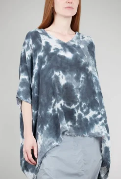 Hot Evie Lou Linen Smoosh Dye Vee Top, Gray
