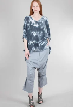 Hot Evie Lou Linen Smoosh Dye Vee Top, Gray
