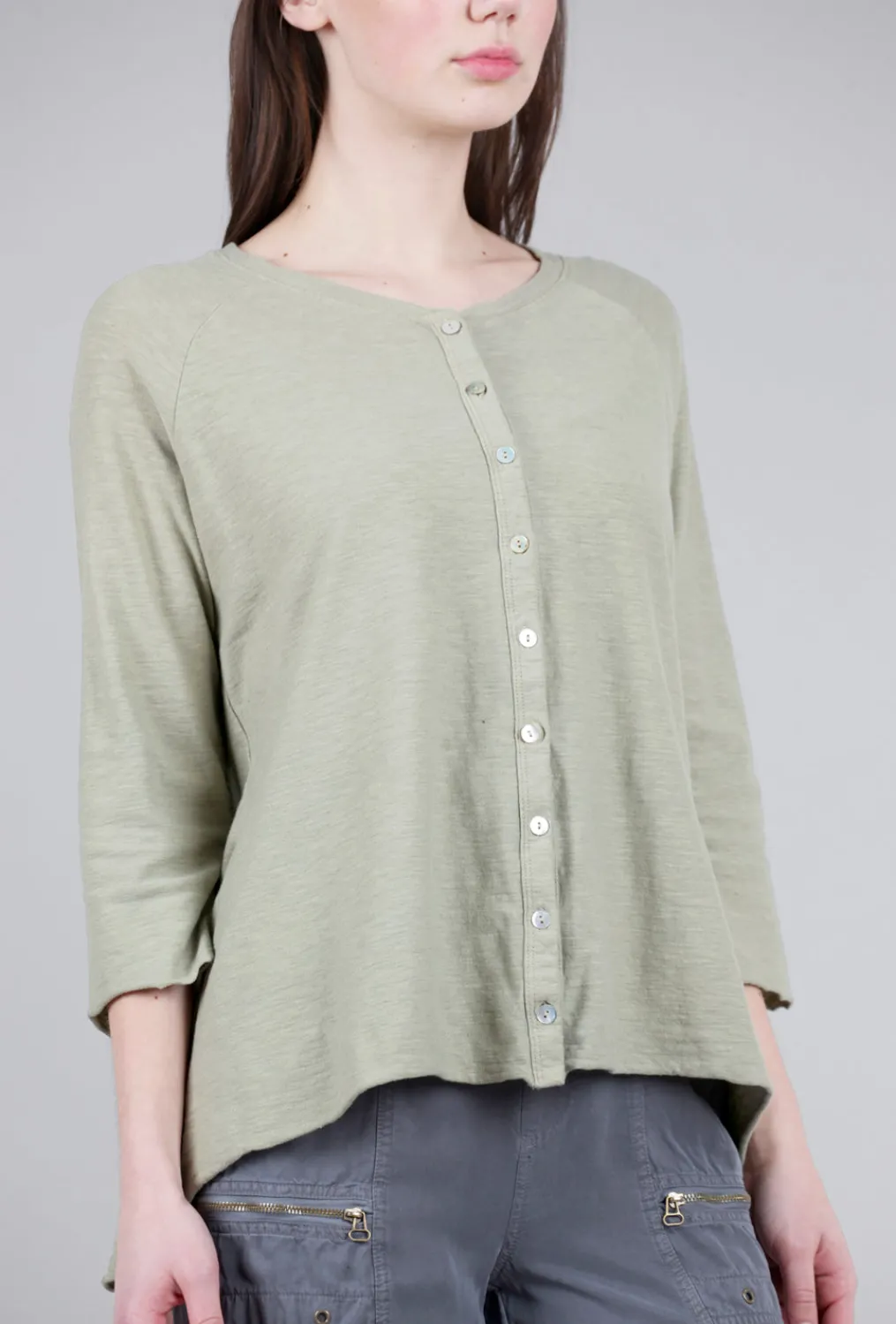 Sale Evie Lou Linen-Jersey Button Cardie, Seaweed