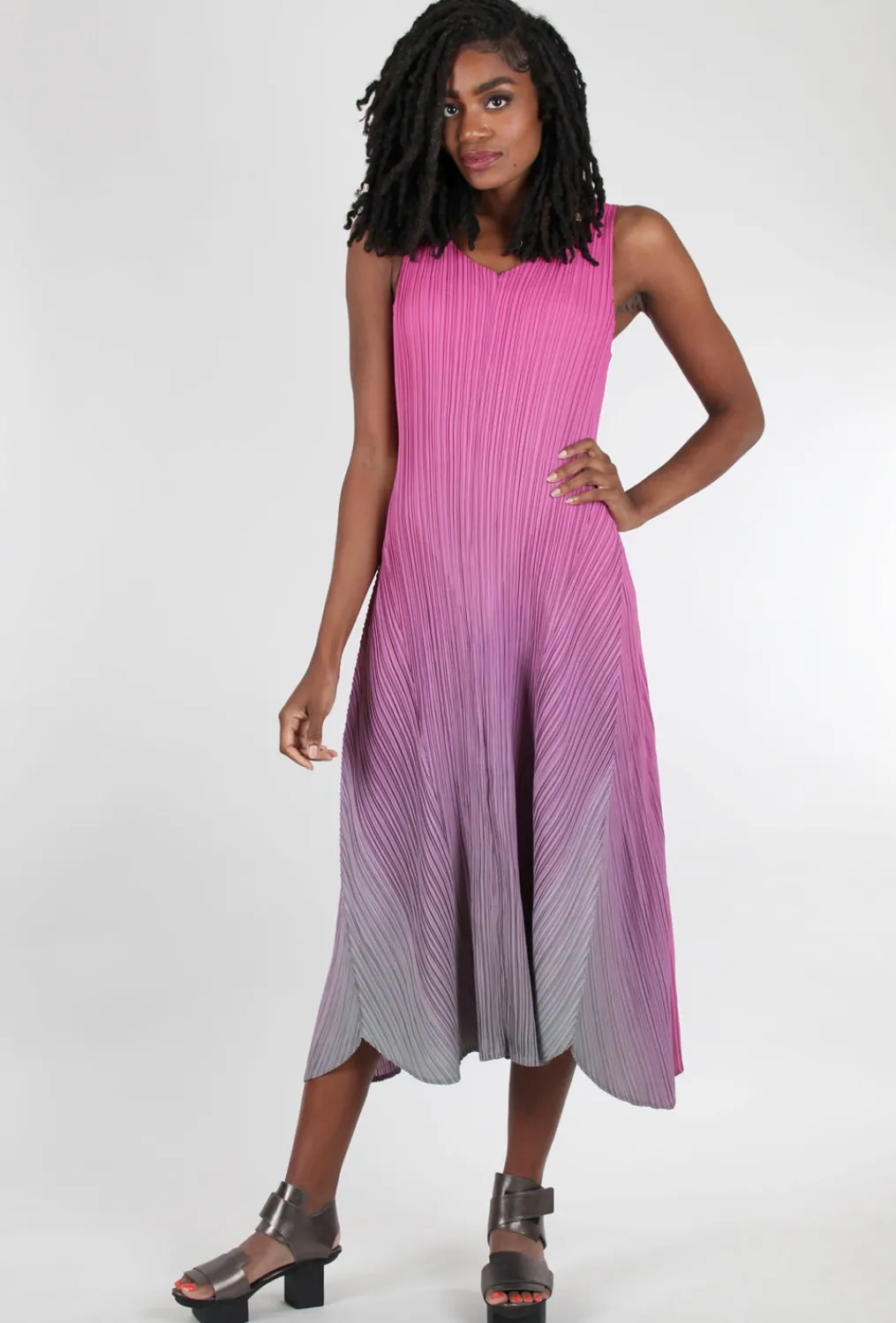 Clearance Evie Lou Long Estrella Dress, Fuchsia Ombre