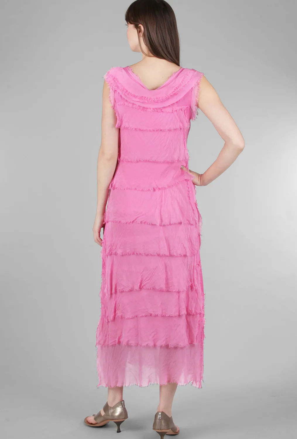 Shop Evie Lou Long Tattered Tiers Dress, Raspberry