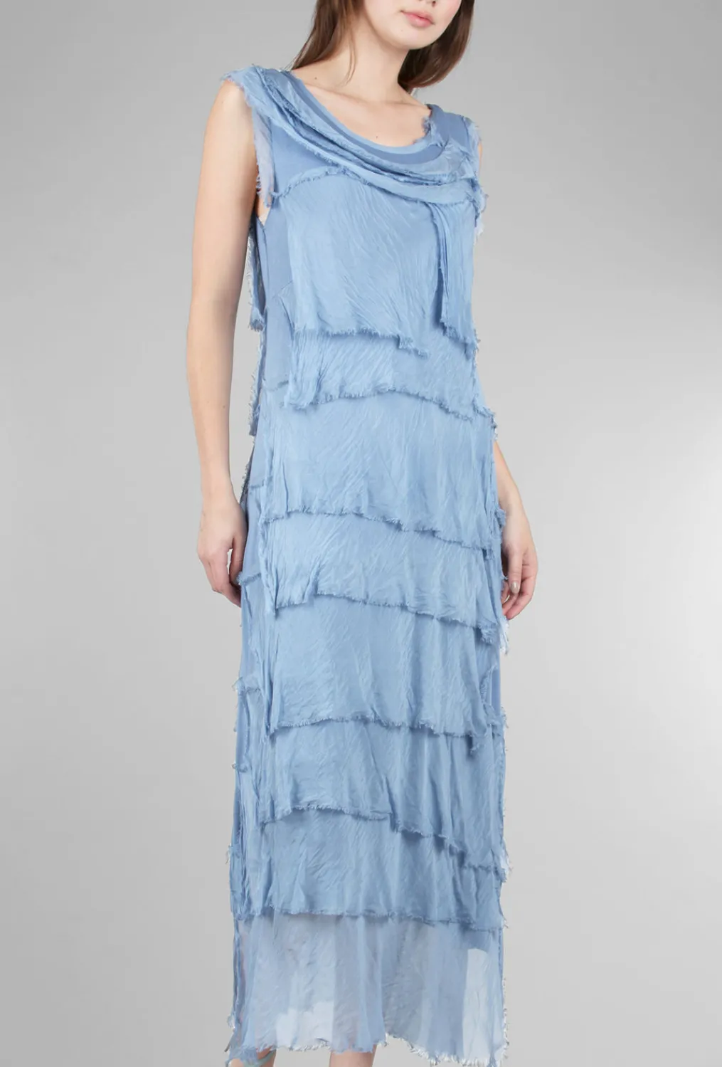 Online Evie Lou Long Tattered Tiers Dress, Blue Jean
