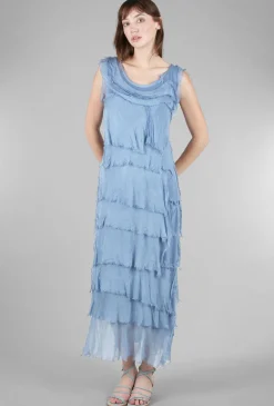 Online Evie Lou Long Tattered Tiers Dress, Blue Jean