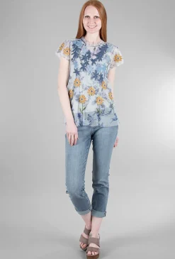 Outlet Evie Lou Luca Mesh Blouse, Blue Multi