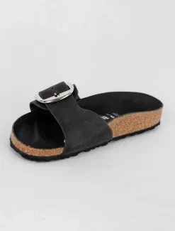 Hot Evie Lou Madrid Big Buckle, Black Leather