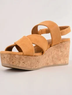 Cheap Evie Lou Maline Cork Wedge, Saffron
