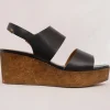 New Evie Lou Massy Cork Wedge, Deep Sea Black