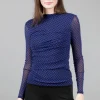 Cheap Evie Lou Mesh Twist Checker Top, Cobalt/Black