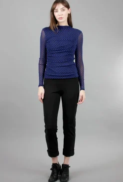 Cheap Evie Lou Mesh Twist Checker Top, Cobalt/Black