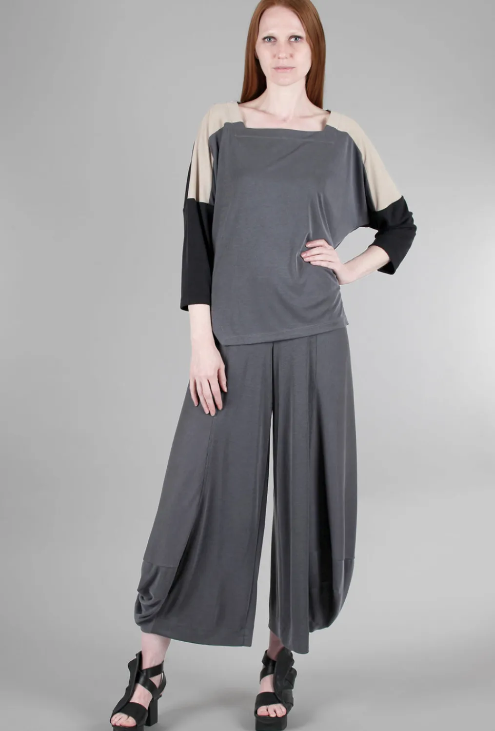 Outlet Evie Lou Micro Pinstripe Lantern Pant, Gray