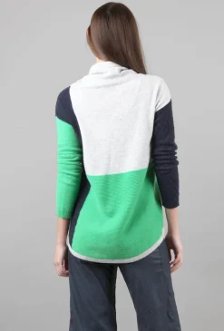 Discount Evie Lou Mix Knit Funnel Sweater, Clover/Blue