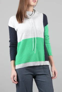 Discount Evie Lou Mix Knit Funnel Sweater, Clover/Blue