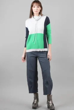 Discount Evie Lou Mix Knit Funnel Sweater, Clover/Blue