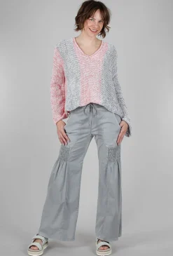 Cheap Evie Lou Mixed Knits Vee Pullover, Gray/Red/Limon Mix