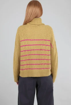 Cheap Evie Lou Mixed Stitch Tneck Sweater, Dijon Stripe