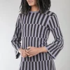 New Evie Lou Mondrian Sweater, Blue/Black