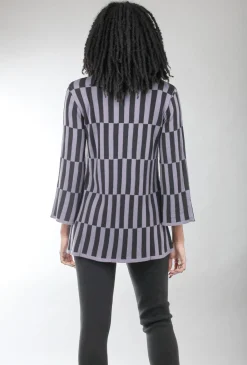 New Evie Lou Mondrian Sweater, Blue/Black