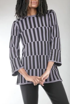 New Evie Lou Mondrian Sweater, Blue/Black