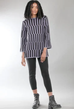 New Evie Lou Mondrian Sweater, Blue/Black