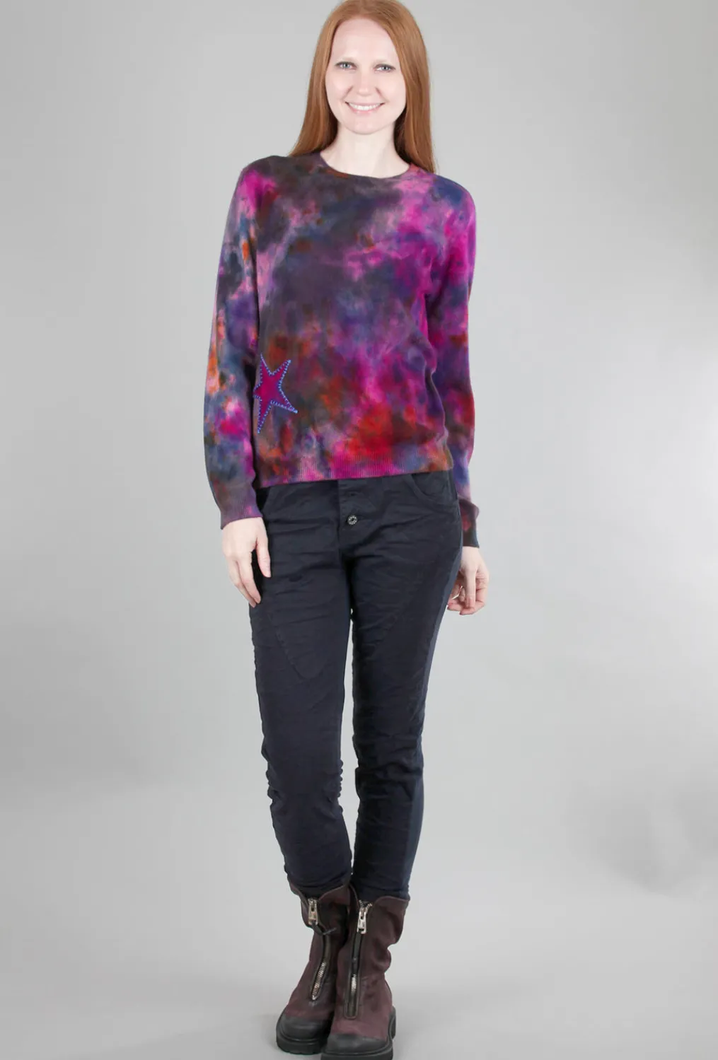 Sale Evie Lou Mottled Star Sweater, Ultraviolet