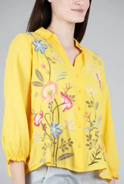 Best Sale Evie Lou Nila Relaxed Shirt, Gold Fusion