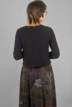 Best Sale Evie Lou Nubbly Knit Cropped Cardie, Black