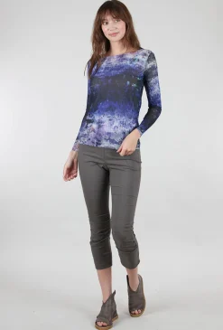 Cheap Evie Lou Nuditee Sheer Top, Troubled Waters/Blue