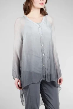 Cheap Evie Lou Ombre Silky Layer Shirt, Anthracite